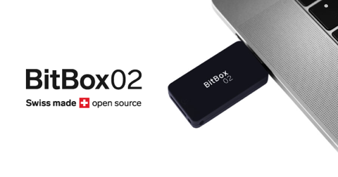 BitBox02 open-source Bitcoin hardware wallet plugged into a laptop